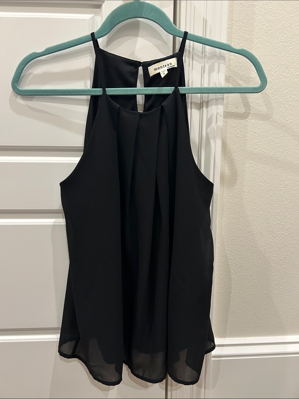 Dressy Black Sleeveless Blouse • Button Fastened • Size Small